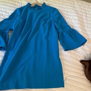 J. Crew Blue Ruffle Sleeve Dress